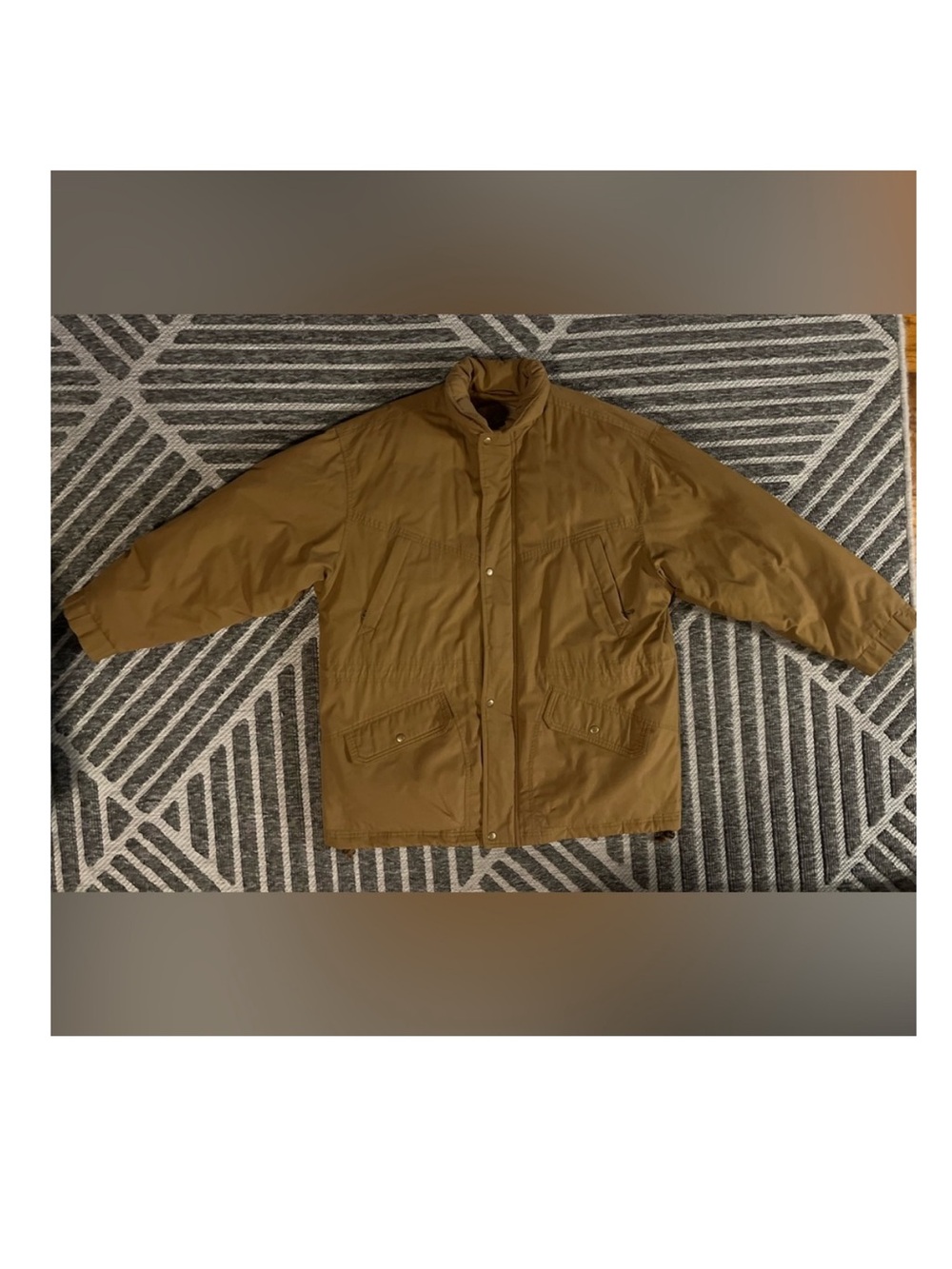 WOOLRICH XL Olive Green Goose Down Vintage Puffer Double Zip & Snap Coat